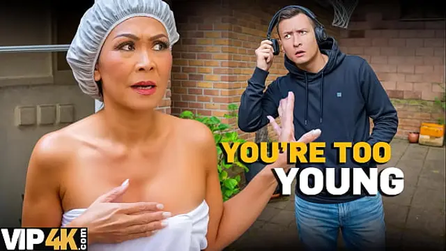 MATURE4K&period; Asian riding young Czech man