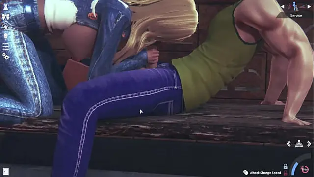 Honey Select 2- Sex in public with a Sexy Blonde  in denim jacket jeans