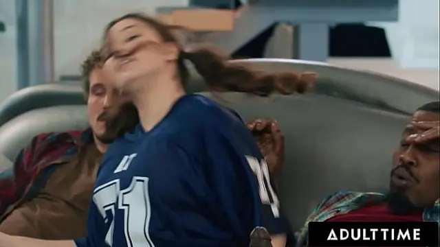 ADULT TIME - Naughty Leana Lovings ALMOST CAUGHT Riding Stepdad's Best Buddies&excl; OPEN MOUTH FACIAL