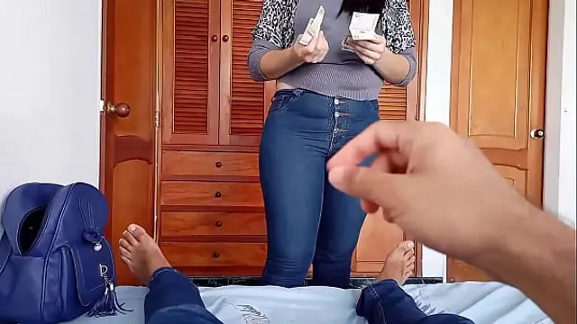 I offer her a large amount of money to be able to fuck her&colon; before she leaves with her friends I ask her to see her pink pantyhose and her cute pussy we were alone in the apartment