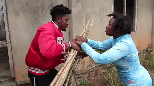 A blind woman went to fetch some firewood in the bush&comma; a village prince came to help her then took her home for a nice fuck