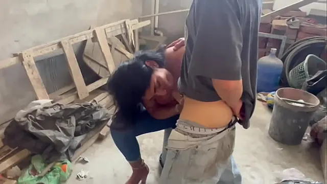 This bricklayer fucked me hard for being a whore&comma; horny and slippery