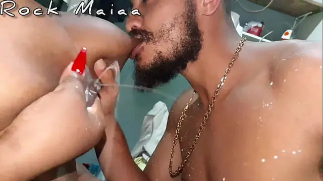 water Take a bath in milk&excl; Fist&comma; adult breastfeeding&comma; big clit and lactation