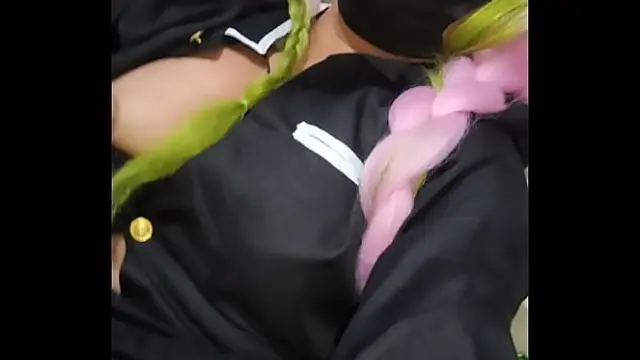 My otaku friend with Mitsuri cosplay gets hot after the convention part