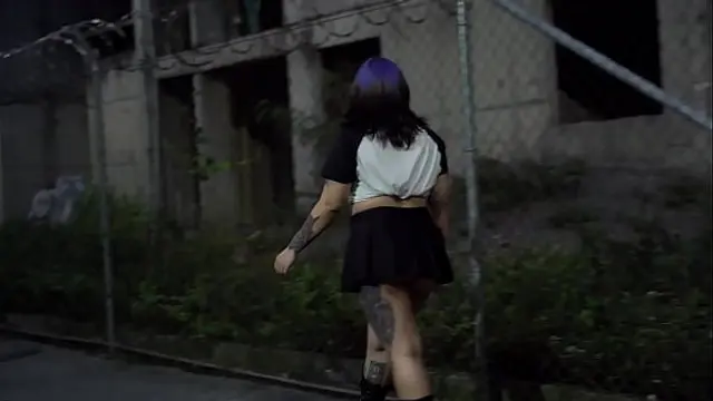 Big ass gotica gets caught on the street by Ghost Face for rough halloween sex