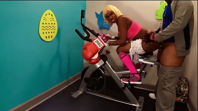 HD Anal Ass Deep Fuck Big Butt In Public Gym By BBC On Exercise Bike&comma; Cute Young Black Petite Blonde Spinner Msnovember Sphincter Sodomy Fucked Hardcore On Public gym Machine by Sheisnovember