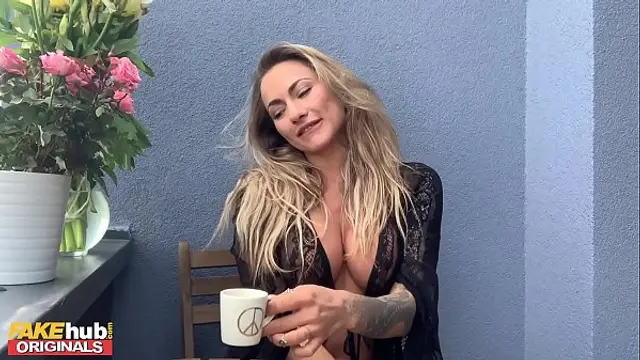 FAKEhub Stunning Blonde Michaela Isizzu Masturbates on her Balcony