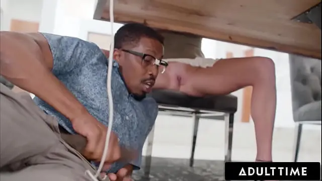 ADULT TIME - Redhead Stella Luxx CAUGHT IT Nerd Masturbating While Watching Her Pussy Under Table