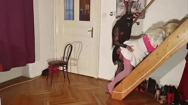 Goth teen a&period; &amp; straponfuck her huge real barbi fuck doll pt2 HD