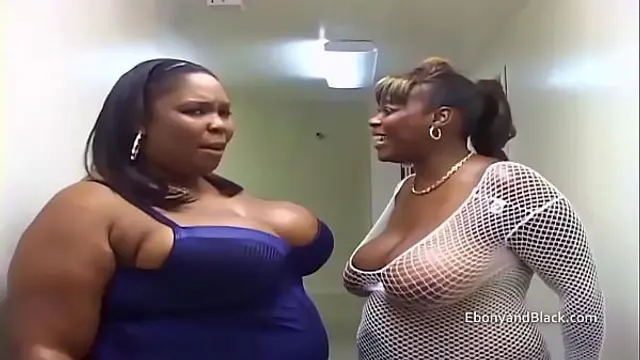 Heavyweight black BBW's suck on white cock