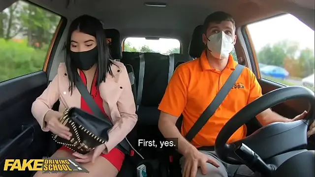 Fake Driving School Lady Dee sucks instructor&rsquo;s disinfected burning cock