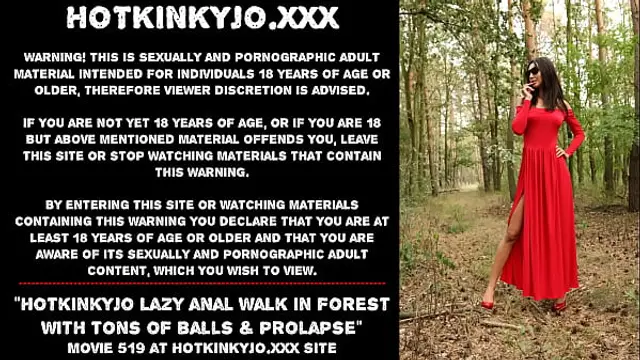 Hotkinkyjo lazy anal walk in forest with tons of balls &amp; prolapse