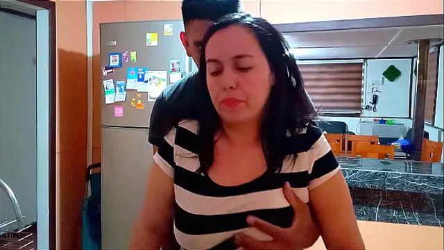 My stepson's friend came over to fuck me while I was washing dishes&period;