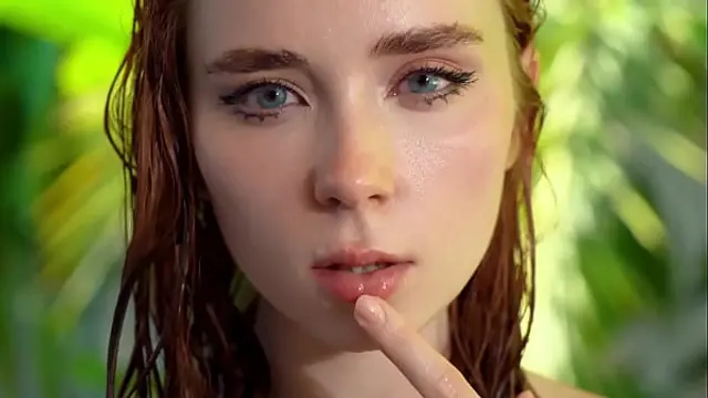 Redhead Nude Beauty Deepthroats&comma; Hard Fucks and Swallows Cum by the Pool POV