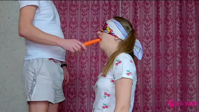 Step Brother tricked his sister when she passed a challenge with food and seduce her to blowjob and first sex&excl; - Nata Sweet