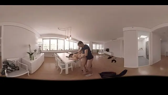 vrpornjack&period;com - chuby girl gets fucked on a table in VR