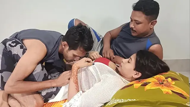 amezing threesome sex step sister and brother cute beauty &period;Shathi khatun and hanif and Shapan pramanik