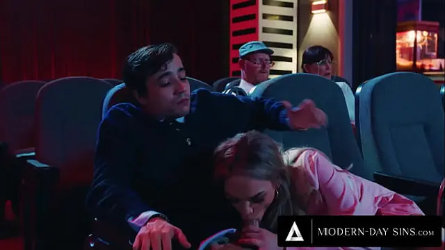 MODERN-DAY SINS - All-Natural Exhibitionist Gives Virgin Boyfriend The BEST Movie Theatre Blowjob&excl;