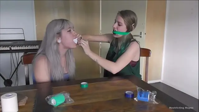 Two teen girls try gags