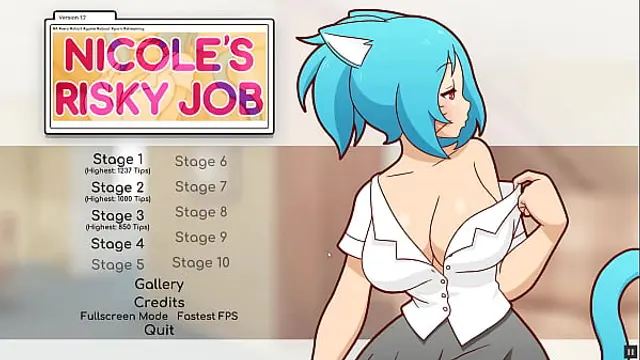 Nicole Risky Job &lbrack;Hentai game PornPlay &rsqb; Ep&period;3 playing with a huge dildo on cam