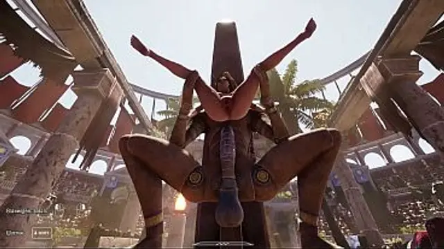 The ancient statue woke up and began to pound Lara in all her holes&comma; filling her with sperm&period; 3D Hentai Game