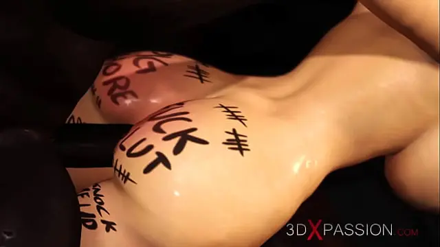 Sub-slut gagged and fucked&period; Big tits whore gets fucked hard by black cock