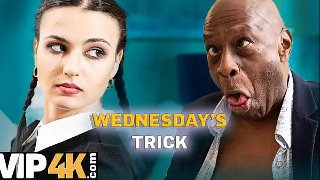 DADDY4K&period; WEDNESDAY ADDAM'S BIG BLACK COCK DREAM finally came true