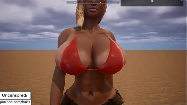 Big Tits perfect blonde walking in bikini