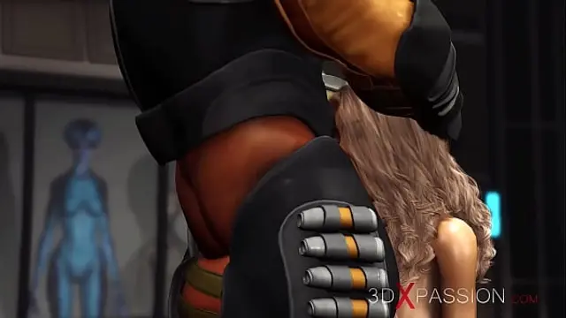 Area 51&period; A sexy young blonde gets fucked hard by sci-fi soldier in the lab