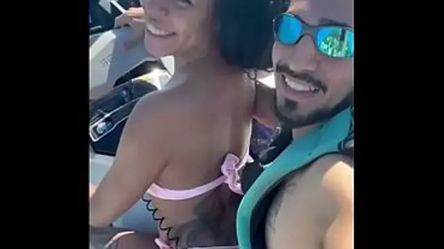 Young slut left her husband on the beach and had sex with the instructor on the jet ski&period;