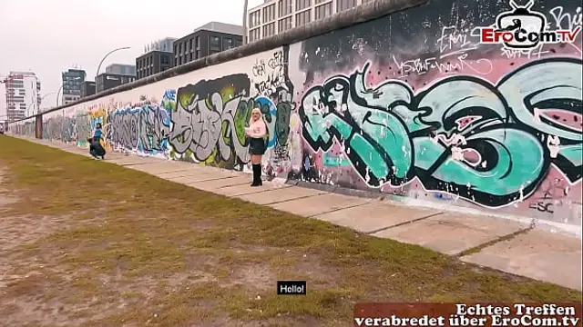 Risky public real sex meeting on the street with German chubby young woman slut